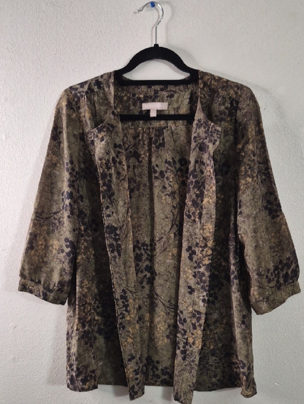 Banana Republic Olive & Black Printed Blouse with Tan Accents - Picture 7 of 7